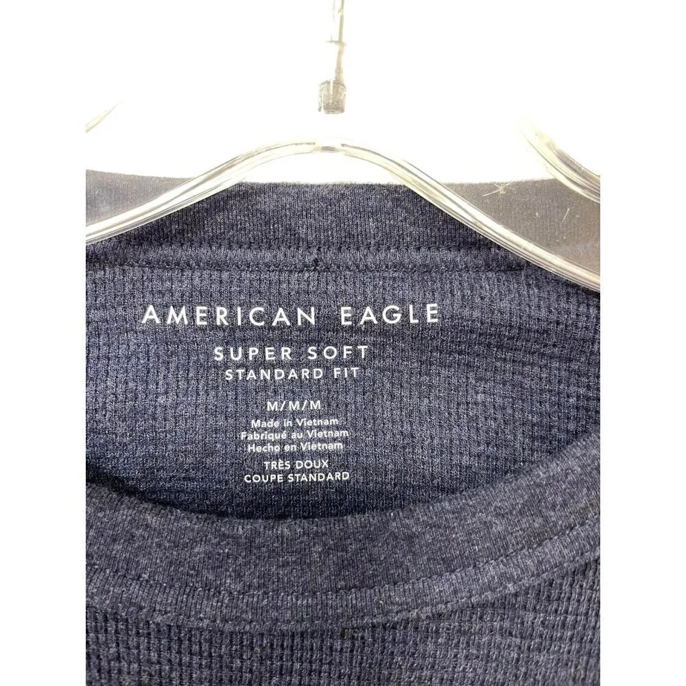 American Eagle Outfitters Navy Long Sleeve Super Soft Waffle Knit Shirt M
